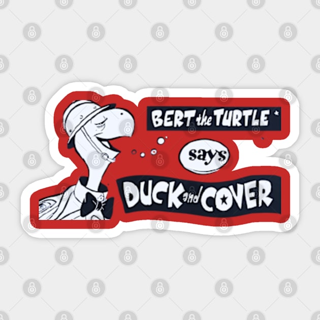 Bert the Turtle Says Duck and Cover 1960s Sticker by Desert Owl Designs